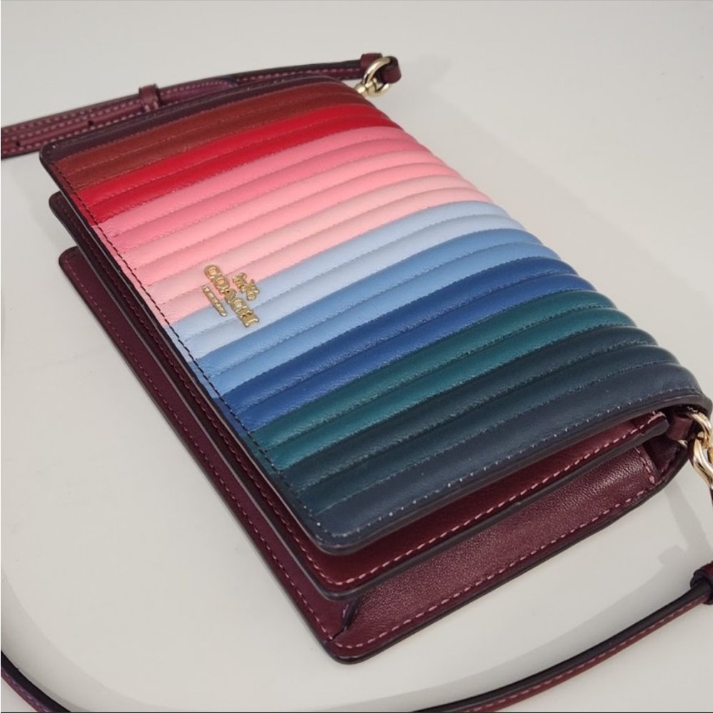 Coach anna fold over crossbody clutch bag rainbow - Picture 2 of 8